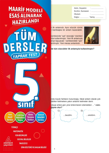 4 Element Tüm Dersler Yaprak Test 5. Sınıf