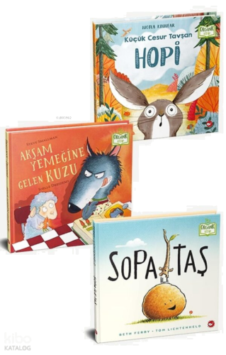 Dostluk Kitapları Seti - Organik Kitap - (3 Kitap) - (Akşam Yemeğine Gelen Kuzu (Organik) - Küçük Cesur Tavşan Hopi (Organik) - Sopa İle Taş (Organik))