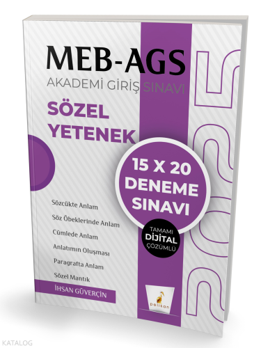 Pelikan Yayınevi MEB - AGS Hazırlık Sözel Yetenek 15x20 Tamamı Dijital
