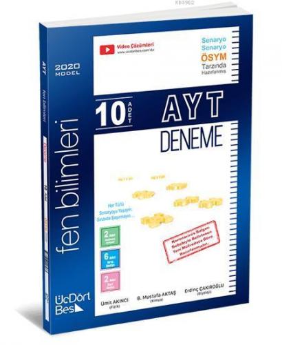 Üç Dört Beş Yayınları AYT Fen Bilimleri 10 Adet Deneme 2020 Özel Üç Dö