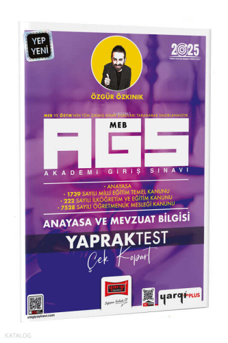 Yargı Yayınları 2025 MEB-AGS Anayasa ve Mevzuat Bilgisi Çek Kopart Yaprak Test