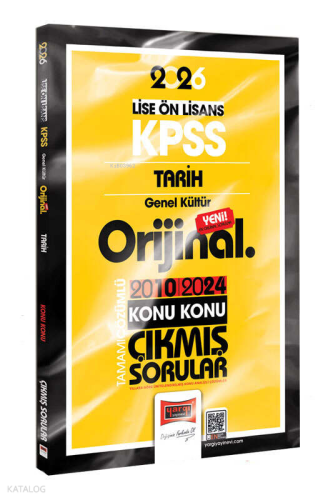 Yargı Yayınları 2026 KPSS Lise-Önlisans Tarih Orijinal 2010-2024 Konu Konu Çıkmış Sorular